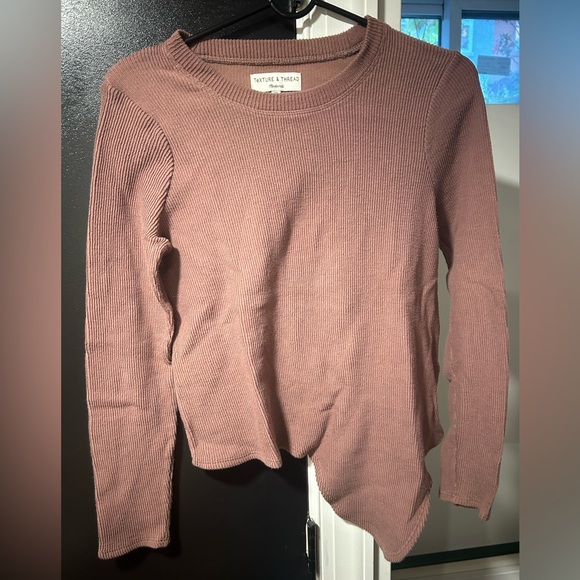 Madewell Pink Long Sleeve Shirt with Front Tie - Picture 2 of 4
